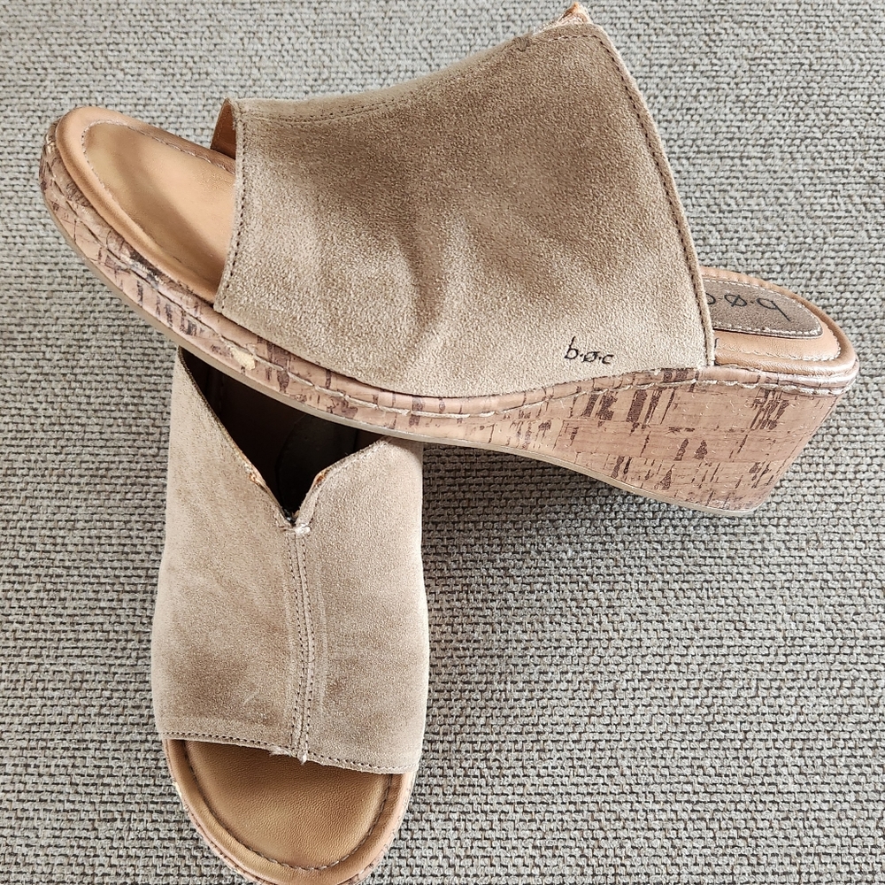 B.O.C. SUEDE LEATHER UPPER CORK HEEL WEDGES